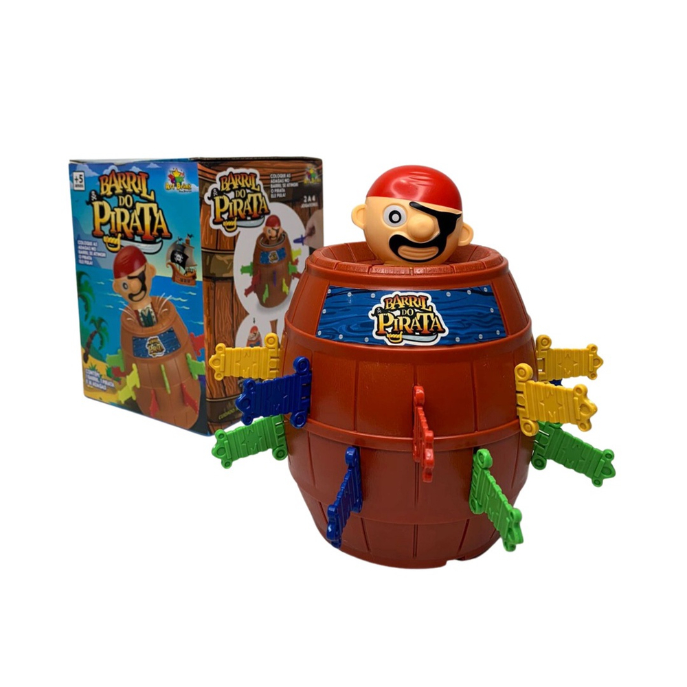 Jogo de Mesa Pula Pirata Barril Grande Brinquedo Infantil Criança