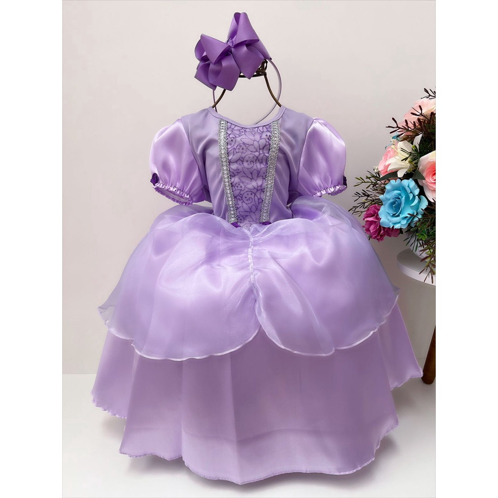 Vestido Infantil Princesa Sofia Lilás na Americanas Empresas