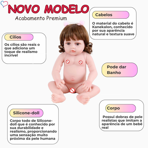 Bebe Reborn Original Girafinha Menina 100% Silicone 48cm Pode dar