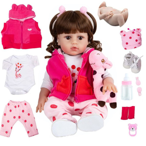 Boneca Bebê Reborn Girafinha Menino 48cm - 100% Silicone