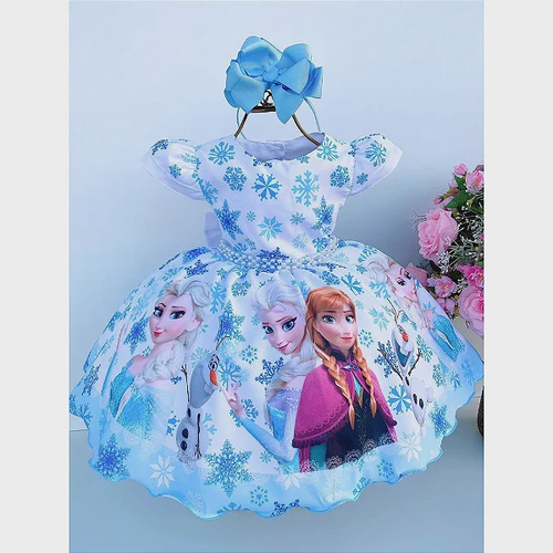 Vestido Frozen Elsa Azul Serenity Infantil Festa Capa