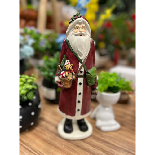 Figura Natalina Mini Papai Noel com Árvore de Resina 18cm BravaDecor