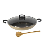 Paella Tacho N32 Antiaderente Com Tampa Vidro Colher Nude