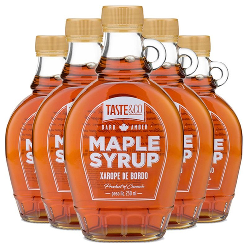 Kit com 5 Xarope de Bordo Maple Syrup da Taste & Co 250ml em