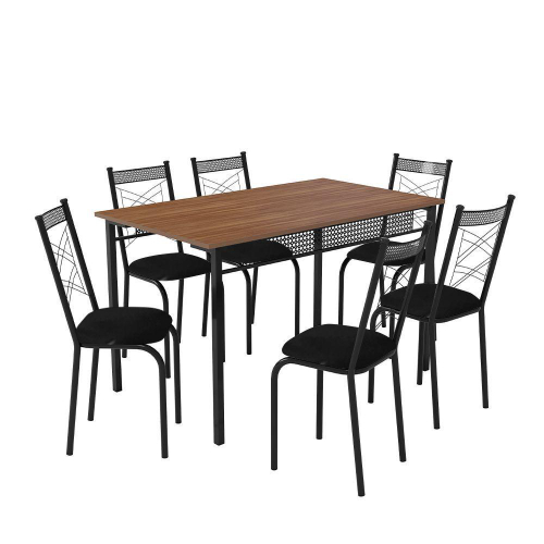 Jogo De Cadeiras Estofada Para Mesa De Jantar Cor: Preto no Shoptime