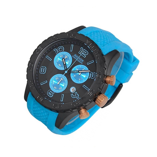 Relógio magnum masculino cronógrafo azul silicone MA33504F em