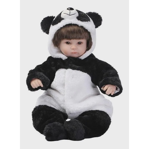 Bebê Reborn Silicone roupinha urso panda olhos azuis