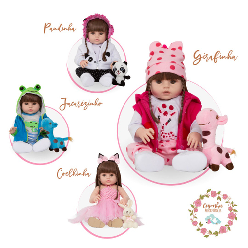 Boneca Bebe Reborn 100% Silicone Girafinha Enxoval Completo