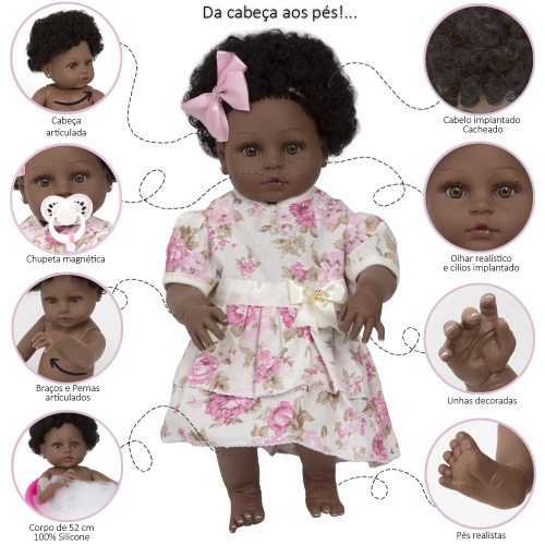 Boneca Bebê Reborn Laura Baby Agatha 100% Silicone