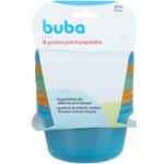 Kit Com 06 Potes Coloridos Para Papinha Com Tampa 240ml 6758 - Buba