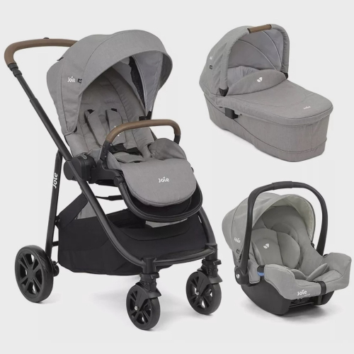 Carrinho de Bebe Joie Bebê Conforto Trio Versatrax Flannel Cinza