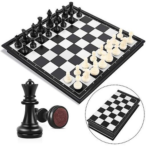 Mini Jogo De Xadrez De Bolso Magnético Para Viagens 13cm - Preto