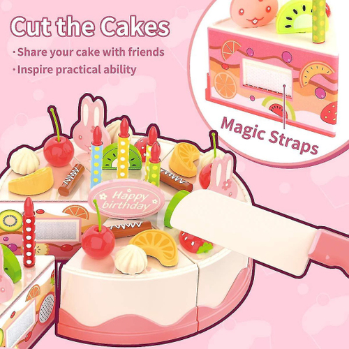 Brinquedo de bolo de aniversário para crianças fingem jogar jogo de comida  com luz (82pcs)