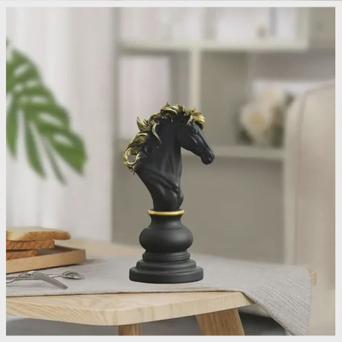 Decoração Peças De Xadrez Preto Cavalo Escultura Grande Estátua 25cm no  Shoptime