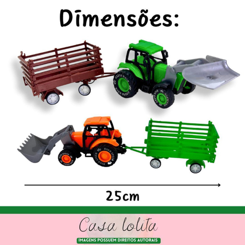 Caminhão Truck A Fricção + 2 Trator Brinquedo Infantil