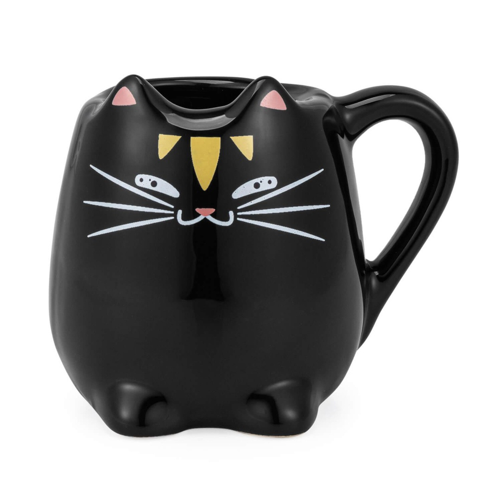 Caneca Gato Preto Decoração Cerâmica Gatinho Fofinho Pet