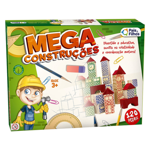 Blocos De Montar Madeira Big Construtor - 50 Peças Brinquedo