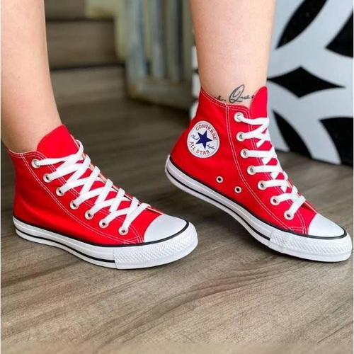 All star sale vermelho cano medio