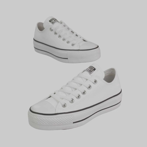 All Star Plataforma Branco de Couro