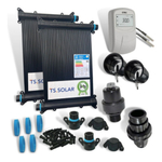 Kit aquecimento solar piscina 5x2 10m2 14000 litros 11 placas 3MT + cdt 110/220V + retenção + quebra vácuo