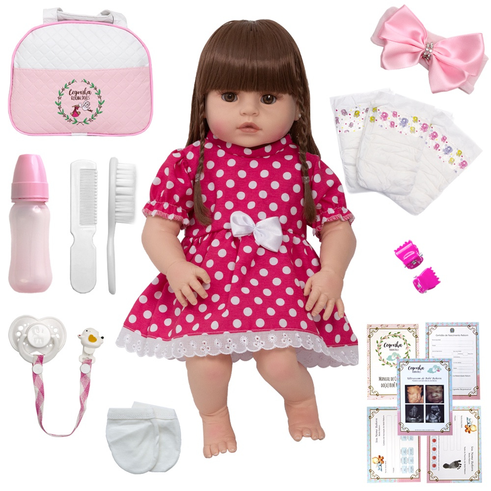 Boneca Bebê Reborn Real 20 Itens Pode Banho no Shoptime