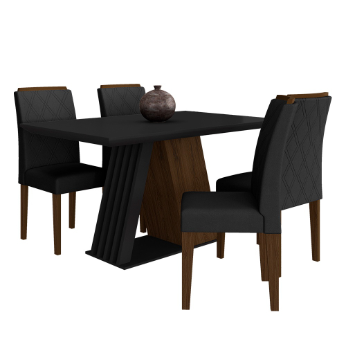 Conjunto Mesa de Jantar Preto Dubai 1,35m mdf com 4 Cadeiras Castanho /  Cacau em Promoção na Americanas