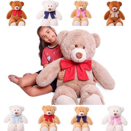 Urso De Pelúcia Fofinho Creme 50cm Com Laço e Bordado em Promoção na  Americanas