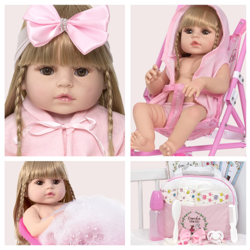 Boneca Bebe Reborn Silicone Menina Realista com Acessórios no Shoptime