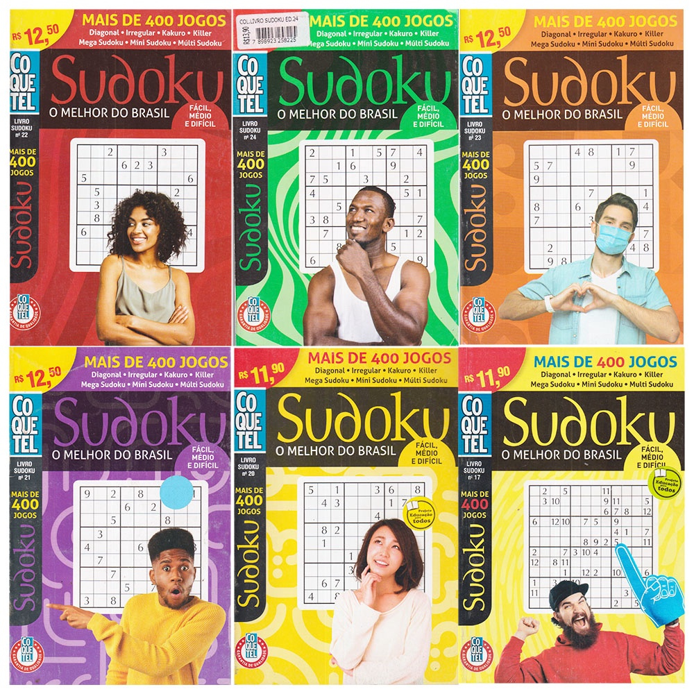 Livro de Passatempos Sudoku Jogos de Lógica Com Números - Coquetel