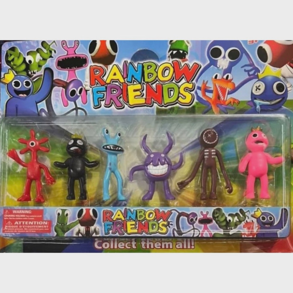 Kit 6 Miniaturas Roblox Rainbow Friends Bonecos C/acessórios