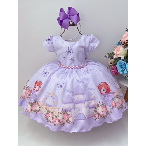 Vestido Princesa Sofia luxo aniversario temático com saiote tule