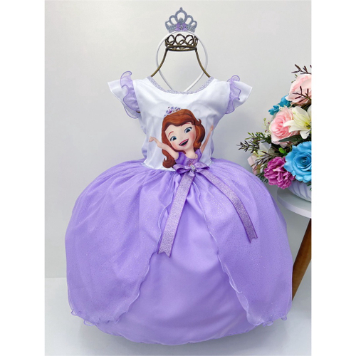 Fantasia vestido infantil princesa Sofia lilás