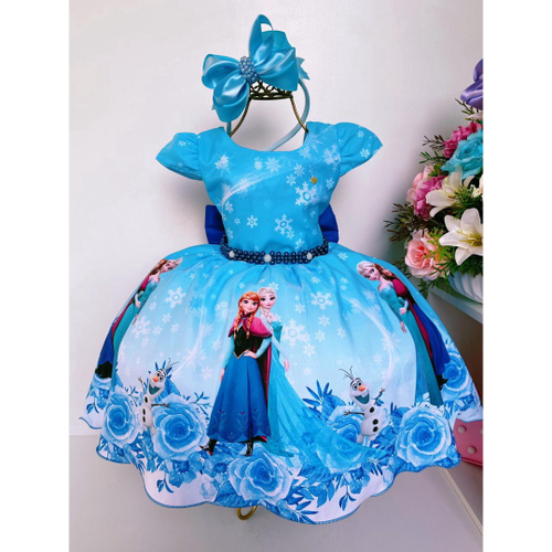 Roupa Vestido Luxo para Boneca Barbie Susi (Azul Frozen)