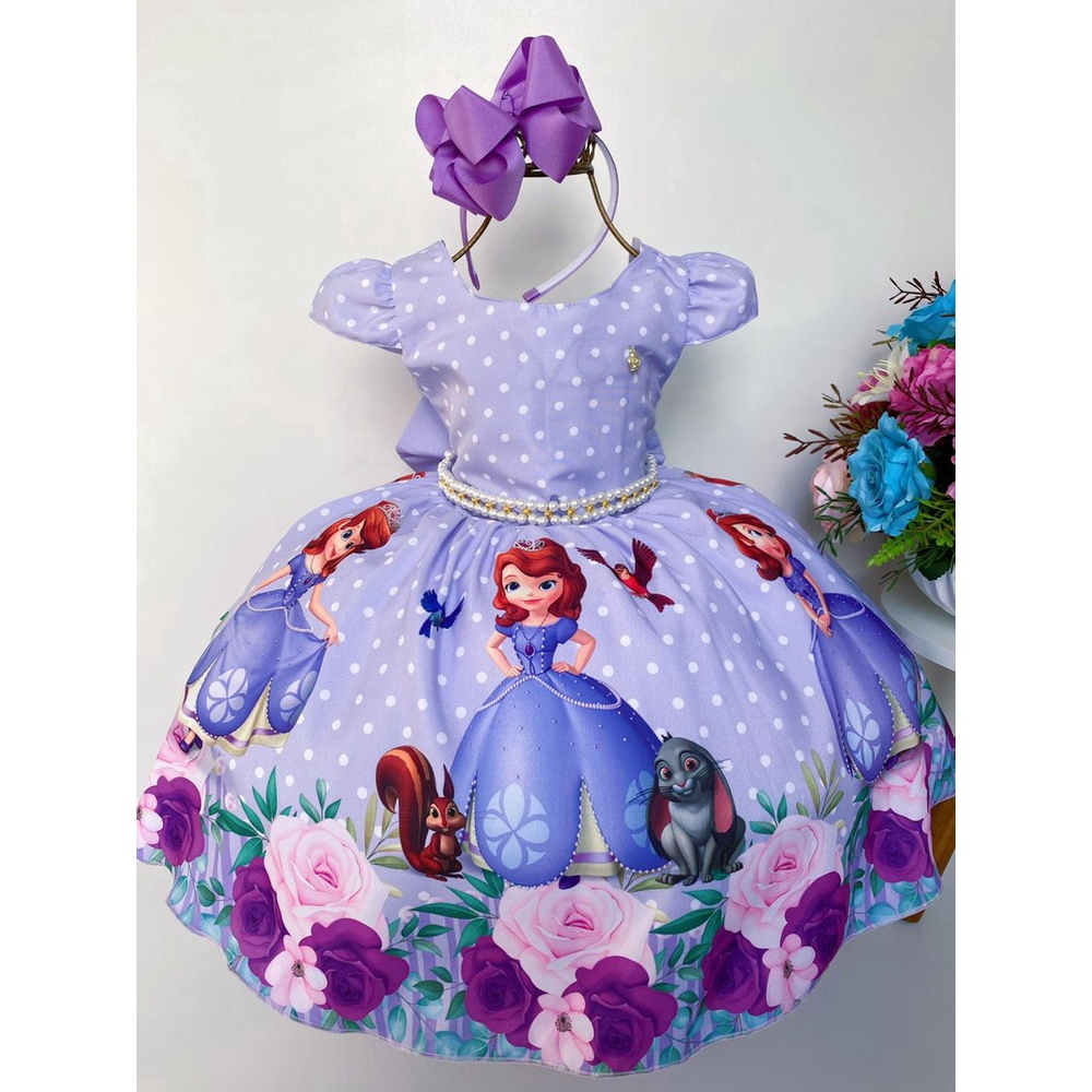 Vestido Princesa Sofia / Sophia 1 E 4 Anos Infantil