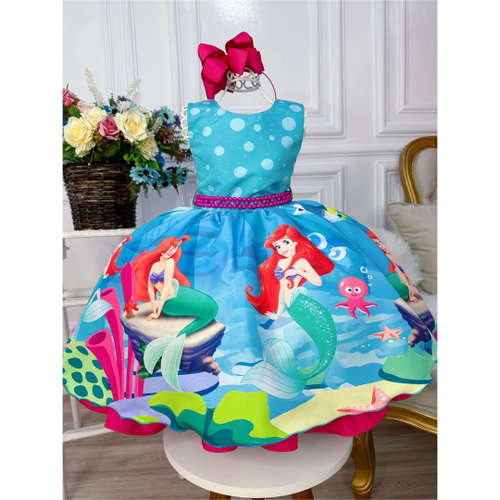 Vestido Infantil Princesa Sofia Pequena Sereia Ariel Luxo 1 A 3 Anos no  Shoptime