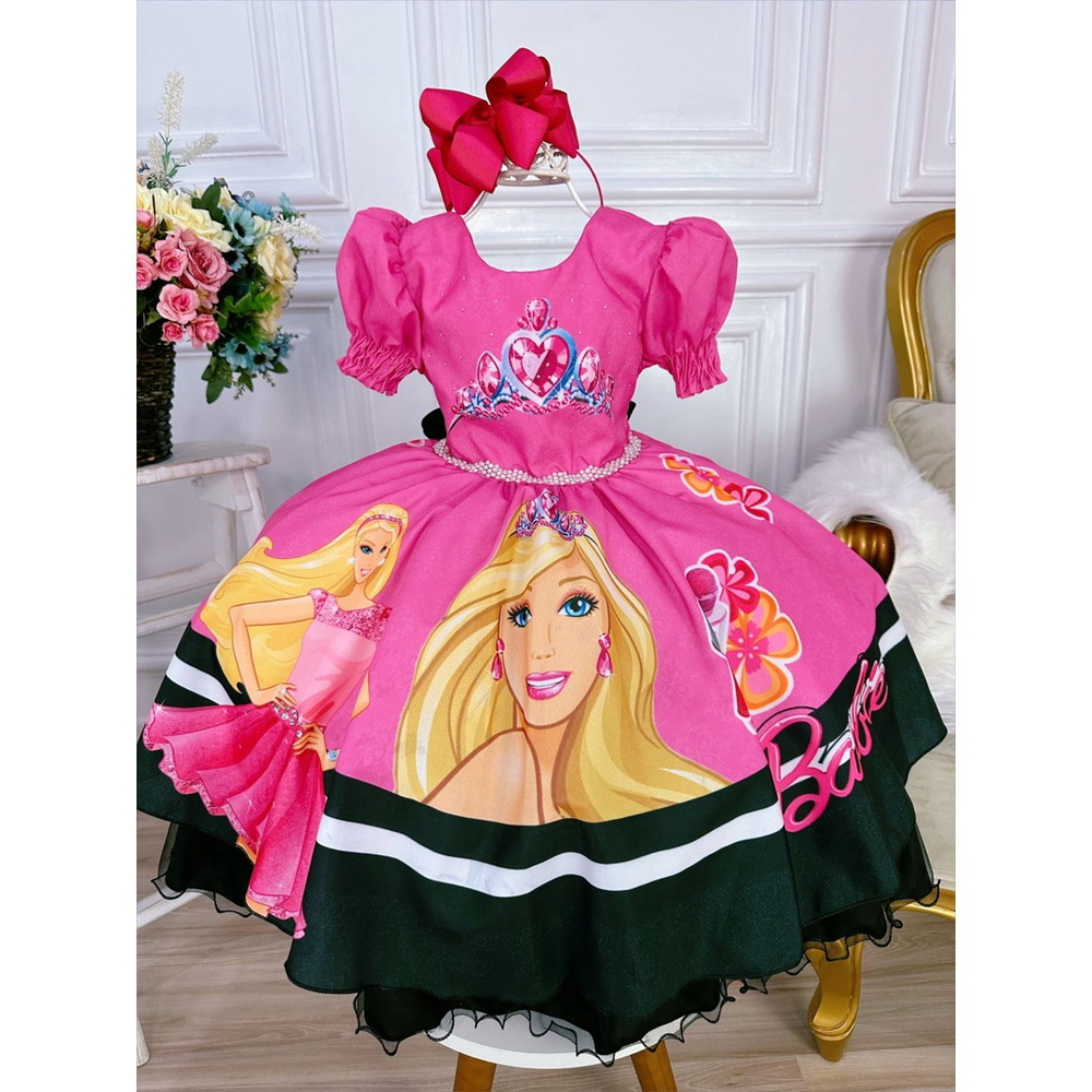 FANTASIA BARBIE INFANTIL VESTIDO LONGO PRINCESA ROSA PINK, Elo7