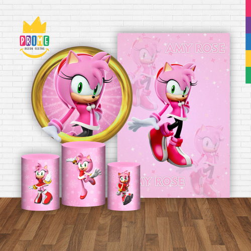 Kit Casado Sonic Amy Rose Painel Redondo Trio Capas Cilindro na Americanas  Empresas