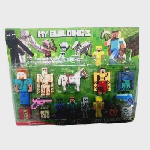 Kit Brinquedo Cartela Bonecos Minecraft E Itens 10 Peças novidades