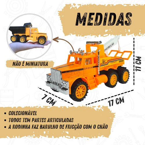 Kit 4 Caminhão Truck Construção 17 Cm Brinquedo Infantil