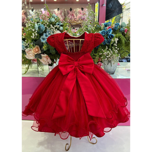 Vestido vermelho luxo fashion infantil