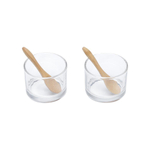 2 Molheiras Com 2 Colheres Lyor De Vidro E Bambu 7Cm X 5Cm