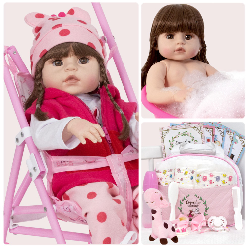 Bebe Reborn Boneca Real 100% Silicone Girafinha Pode Banho no Shoptime