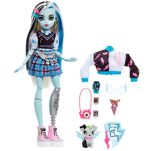 Boneca Monster High Cleo De Nile Cabelos Mechas Azuis Cachorro de