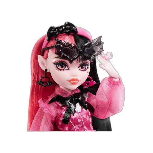 Boneca Monster High Draculaura Cabelo Rosa Preto Morcego de Estimação e  Acessórios HHK51 Mattel