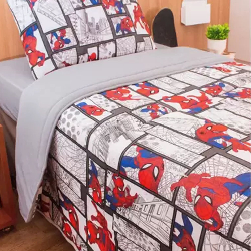 Jogo de lençol Solteiro Malha Marvel Homem Aranha 2 peças Teia Preta