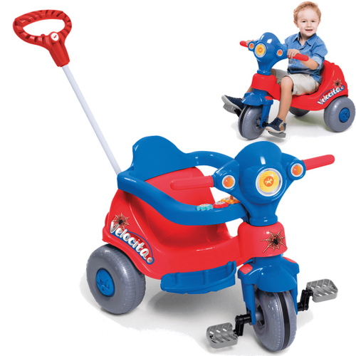 Triciclo Infantil com Empurrador Motoca Passeio Bebê Azul no Shoptime