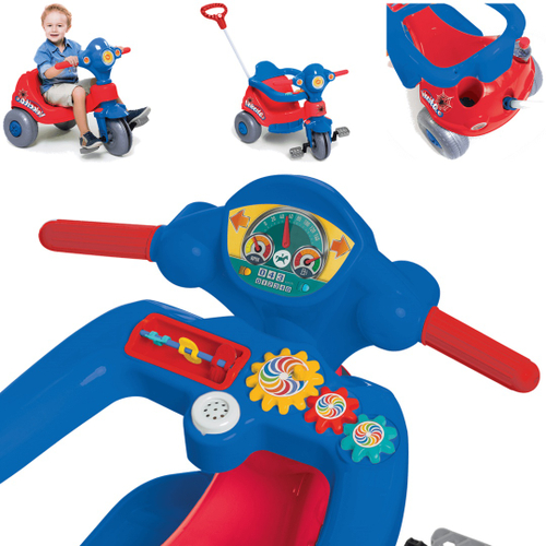 Triciclo Infantil com Empurrador Lelecita Azul - Calesita em Promoção na  Americanas