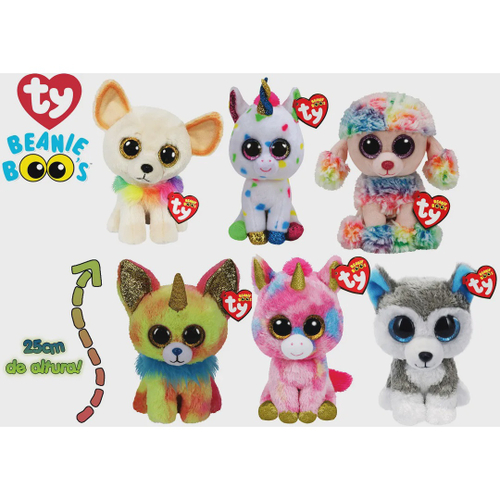 Kit 2 Pel cia ty 25cm Beanie Boos Cachorrinho Unic rnio Sortidos