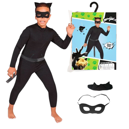 Fantasia Pijama Cat Noir Com Máscara