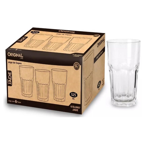 Jogo Kit 12 Copos Altos 300ML em Vidro Grosso Long Drink